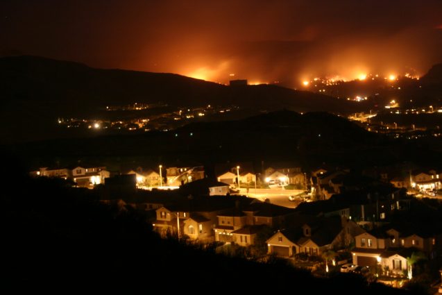 Wildfire in Santa Clarita, California in October 2007.
